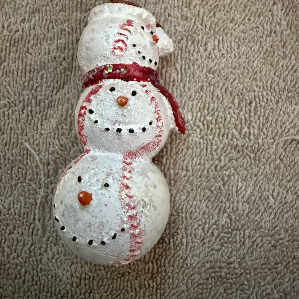 Festive Snowman Ornament - White and Red